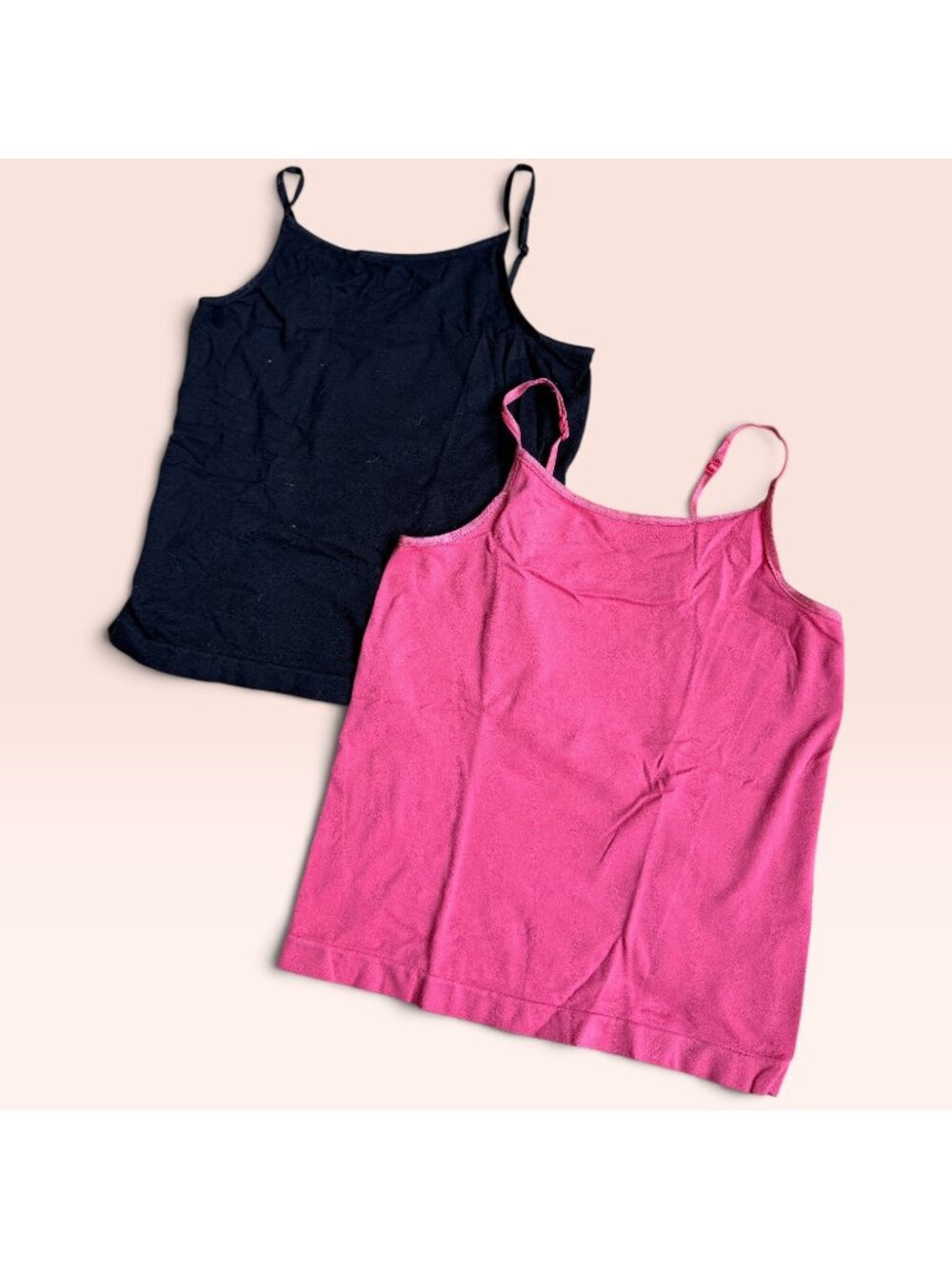Faded Glory Girls Cami Tank Top 2 Pack Black Pink Size S 6 6X